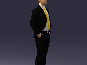 man in suit and yellow tie 0489 3d print ready 3Dプリントモデル