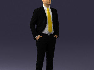 man in suit and yellow tie 0489 3d print ready 3Dプリントモデル