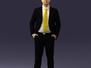 man in suit and yellow tie 0489 3d print ready 3Dプリントモデル