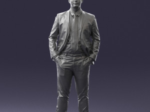 man in suit and yellow tie 0489 3d print ready 3Dプリントモデル