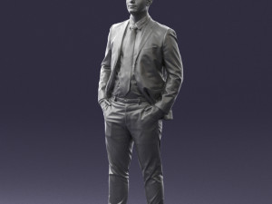 man in suit and yellow tie 0489 3d print ready 3Dプリントモデル