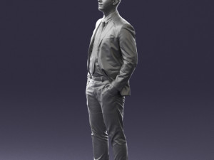 man in suit and yellow tie 0489 3d print ready 3Dプリントモデル