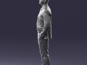 man in suit and yellow tie 0489 3d print ready 3Dプリントモデル