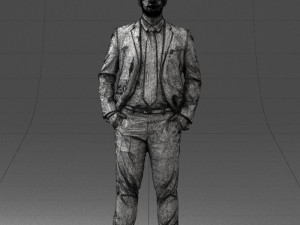 man in suit and yellow tie 0489 3d print ready 3Dプリントモデル