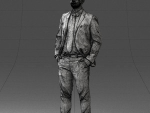 man in suit and yellow tie 0489 3d print ready 3Dプリントモデル