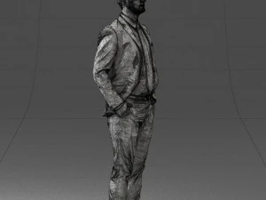 man in suit and yellow tie 0489 3d print ready 3D Print Model