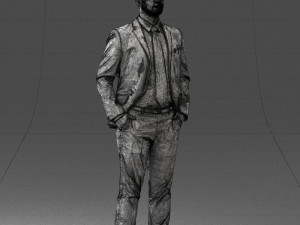 man in suit and yellow tie 0489 3d print ready 3Dプリントモデル