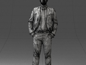man in suit and yellow tie 0489 3d print ready 3Dプリントモデル