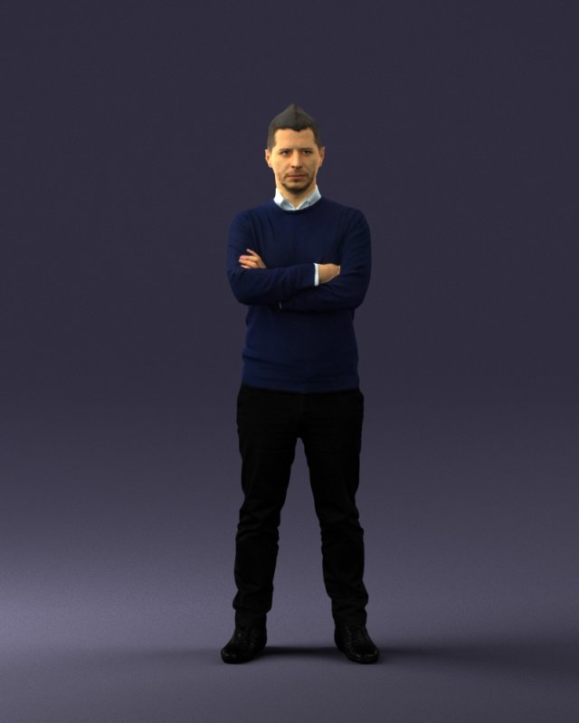 guy in blue sweater 0488 3Dモデル .c4d .max .obj .3ds .fbx .stl .blend 
