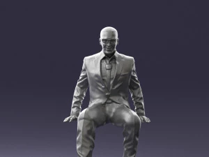 seated man in suit 0487 3D Model