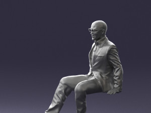 seated man in suit 0487 3D 모델