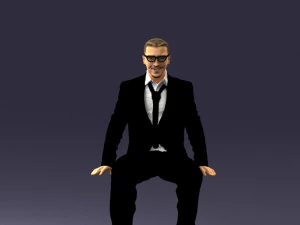 坐着的穿西装的男人 0487 3D 打印就绪 3D 打印模型