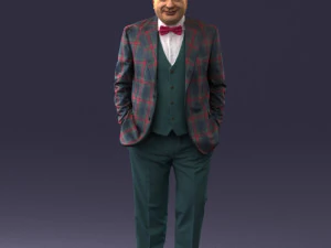 bald man in plaid jacket 0486 3D Model