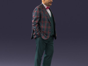 bald man in plaid jacket 0486 Modelo 3D