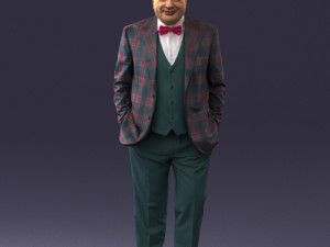 bald man in plaid jacket 0486 Modelo 3D