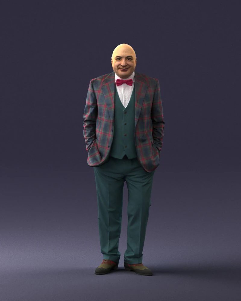 bald man in plaid jacket 0486 3d print ready 3D Print Model .c4d .max .obj .3ds .fbx .stl .blend 
