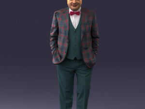 bald man in plaid jacket 0486 3d print ready 3D Print Model