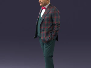 bald man in plaid jacket 0486 3d print ready 3D Print Model
