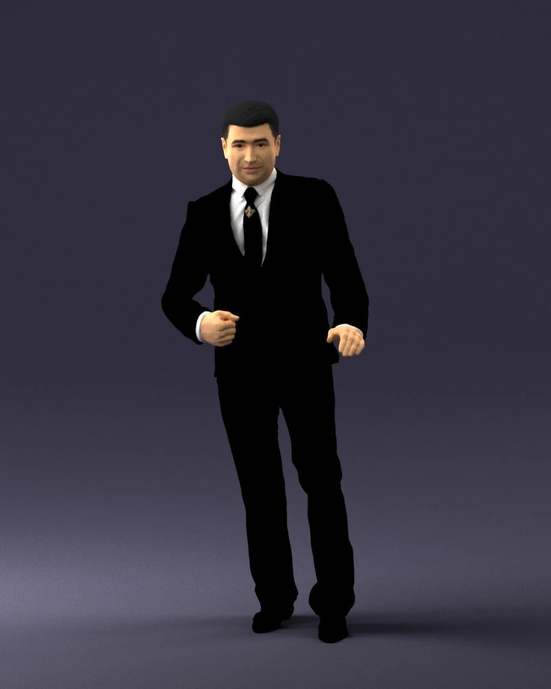 brunette in black suit 0479 3D Model .c4d .max .obj .3ds .fbx .stl .blend
