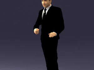 穿着黑色西装的黑发 0479 3D 打印就绪 3D 打印模型