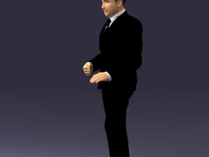 穿着黑色西装的黑发 0479 3D 打印就绪 3D 打印模型