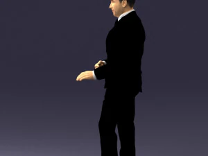 穿着黑色西装的黑发 0479 3D 打印就绪 3D 打印模型