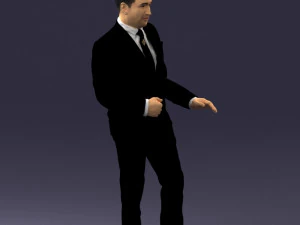 穿着黑色西装的黑发 0479 3D 打印就绪 3D 打印模型