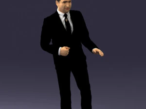 穿着黑色西装的黑发 0479 3D 打印就绪 3D 打印模型