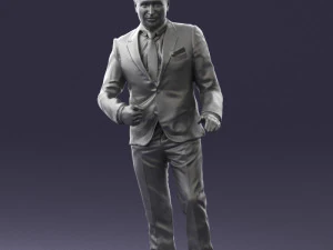 穿着黑色西装的黑发 0479 3D 打印就绪 3D 打印模型