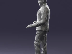 穿着黑色西装的黑发 0479 3D 打印就绪 3D 打印模型