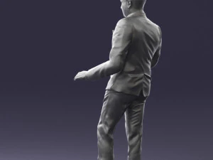 穿着黑色西装的黑发 0479 3D 打印就绪 3D 打印模型