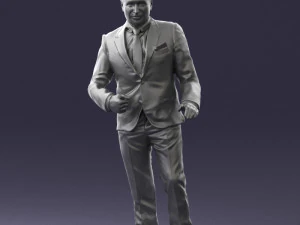 穿着黑色西装的黑发 0479 3D 打印就绪 3D 打印模型