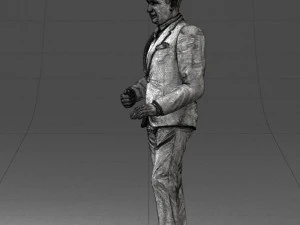 穿着黑色西装的黑发 0479 3D 打印就绪 3D 打印模型