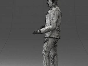 穿着黑色西装的黑发 0479 3D 打印就绪 3D 打印模型