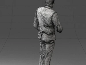 穿着黑色西装的黑发 0479 3D 打印就绪 3D 打印模型