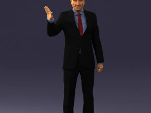 curly man in suit 0475 3D Model