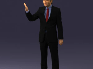 curly man in suit 0475 3D Model