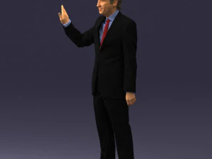 curly man in suit 0475 3D Model