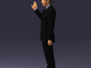 curly man in suit 0475 3D Model