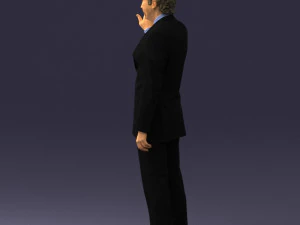 curly man in suit 0475 3D Model