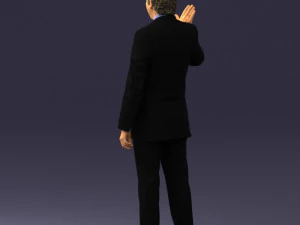 curly man in suit 0475 3D Model