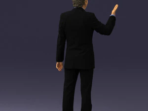 curly man in suit 0475 3D Model