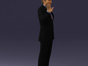 curly man in suit 0475 3D Model