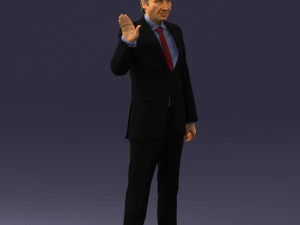 curly man in suit 0475 3D Model