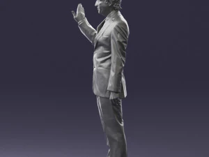 curly man in suit 0475 3D Model