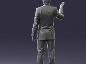 curly man in suit 0475 3D Model