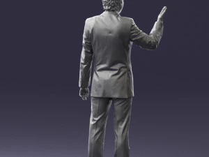 curly man in suit 0475 3D Model