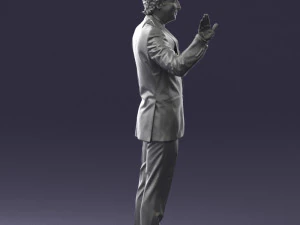 curly man in suit 0475 3D Model