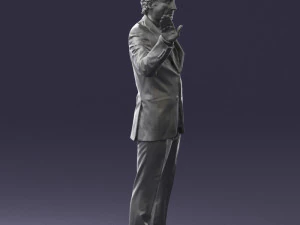 curly man in suit 0475 3D Model