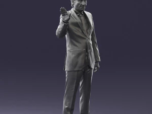 curly man in suit 0475 3D Model